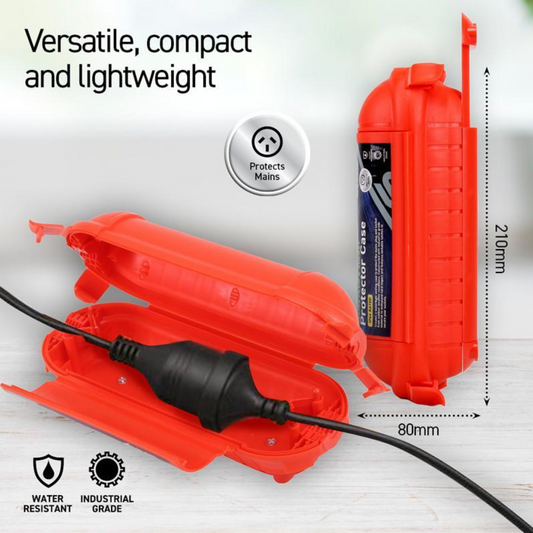 Extension Lead Safety Box with lockable latches and watertight case for outdoor power protection
