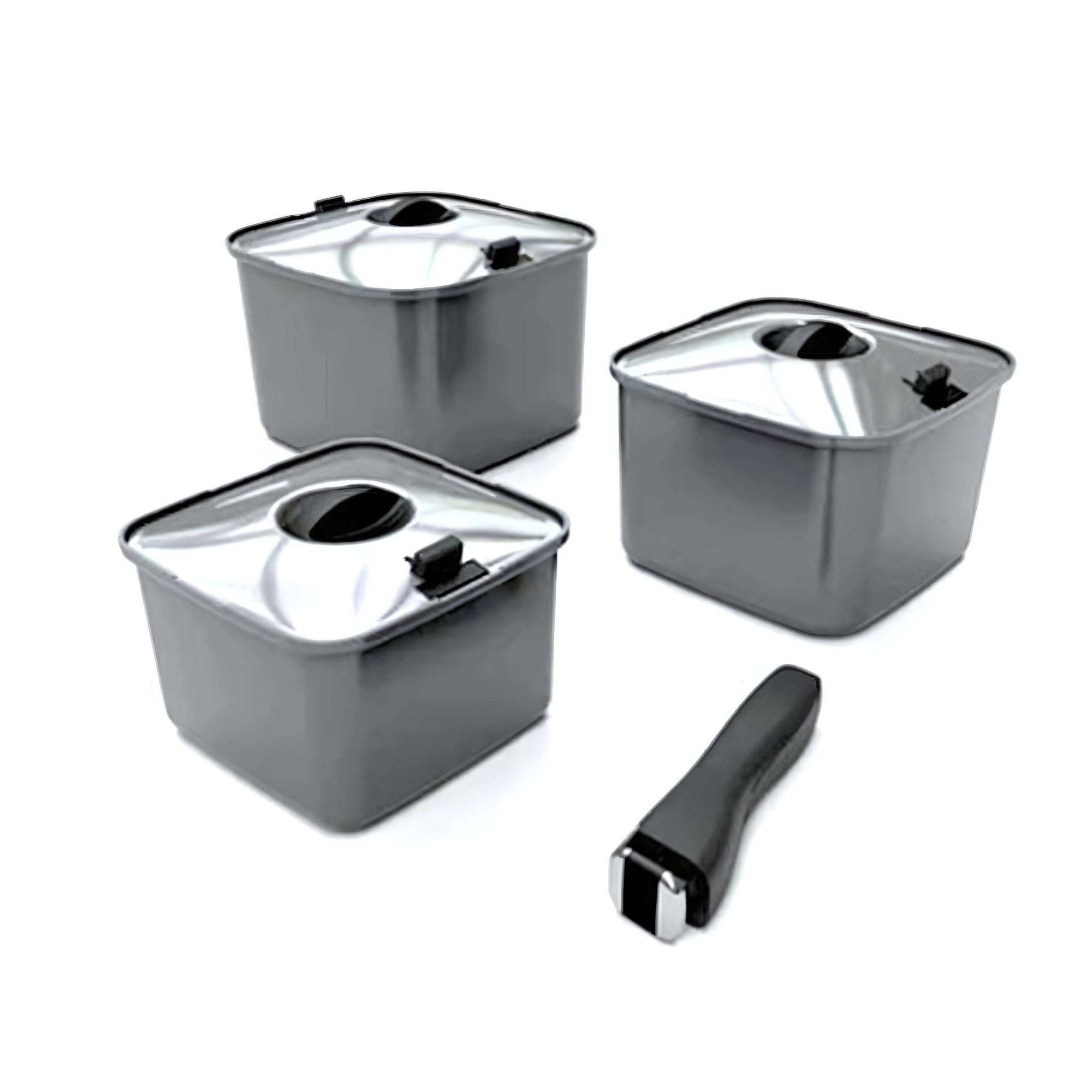 SmartSpace Cookware Set – Stackable Square Pots (Set of 3) – Caravan Corner