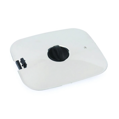 SmartSpace Frypan Lid – stainless steel lid with steam vent and silicone knob for caravan cookware