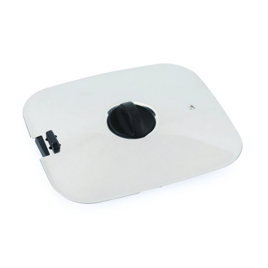 SmartSpace Frypan Lid – stainless steel lid with steam vent and silicone knob for caravan cookware