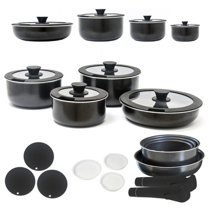 Easy Pack Stackable Smart Pots – non-stick cookware set with detachable handles and silicone lids