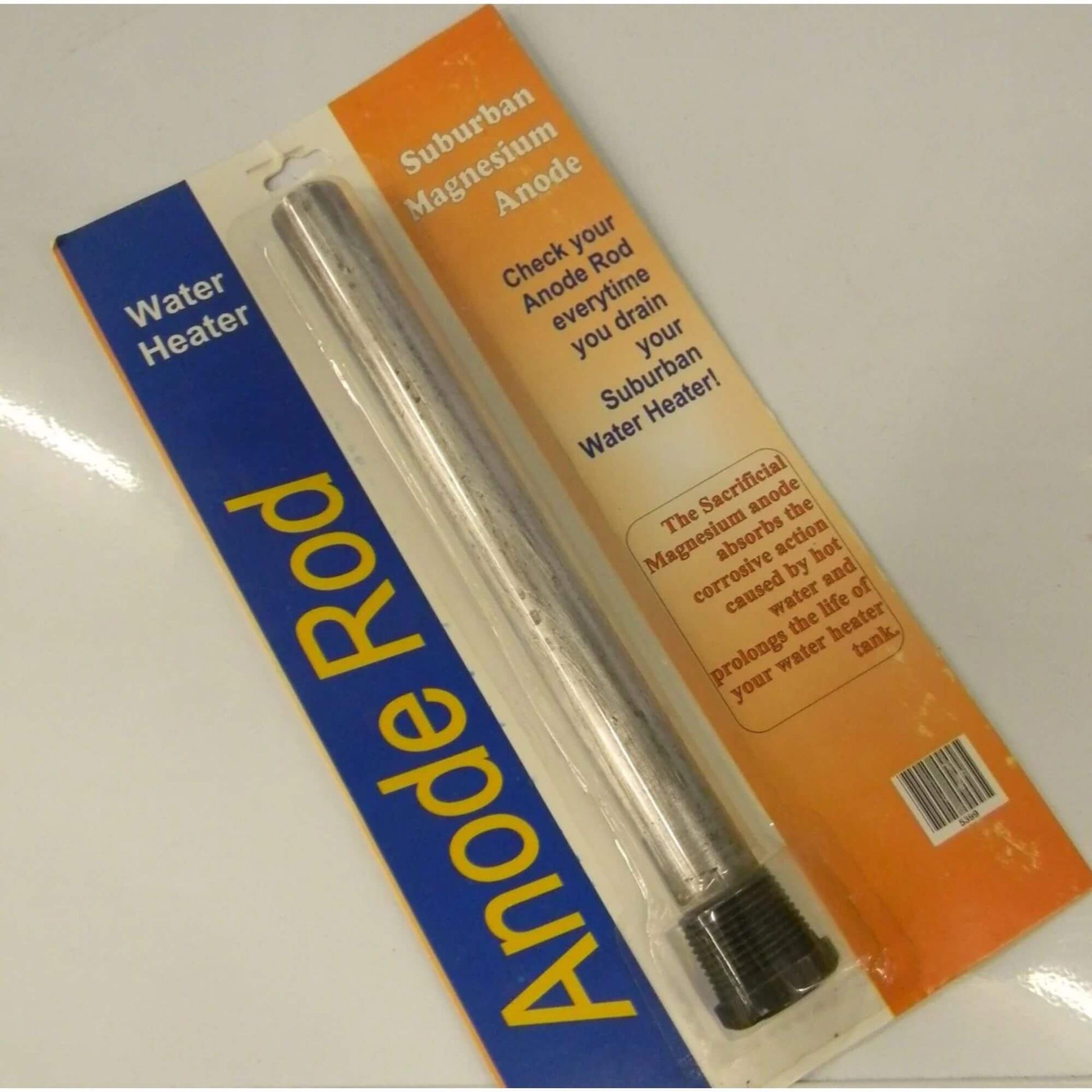 Packaged replacement magnesium anode rod for Suburban hot water service