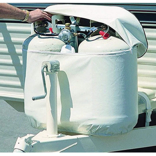 Double 9kg gas bottle cover white for caravans and campers