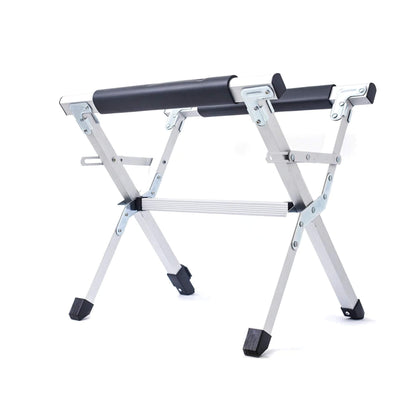 Folding fridge stand with adjustable height supporting portable camping fridge