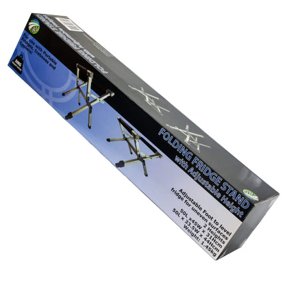 Box of a folding fridge stand with adjustable height on a white background