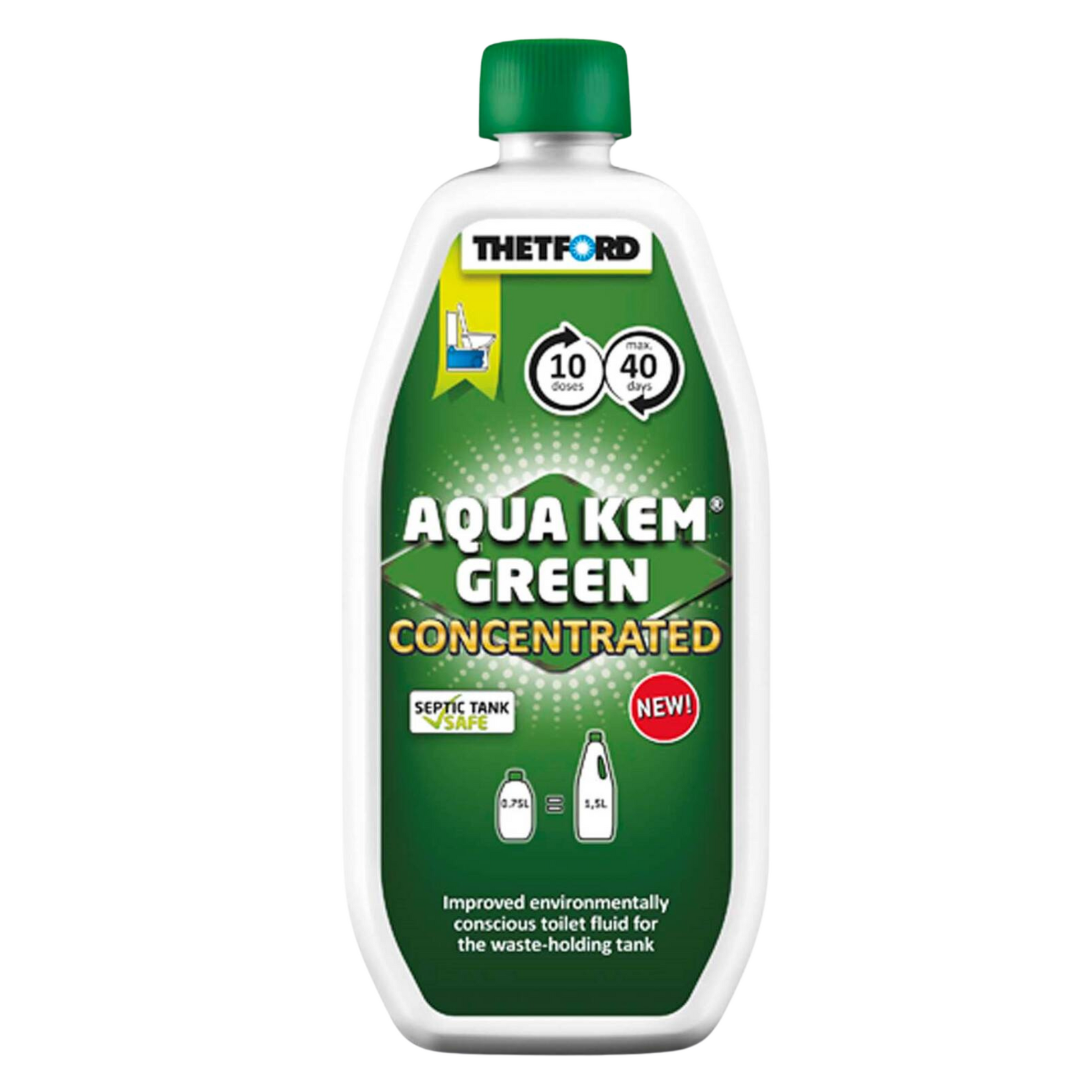 Aqua Kem Green Concentrated 750ml bottle for caravan and RV toilet odour control