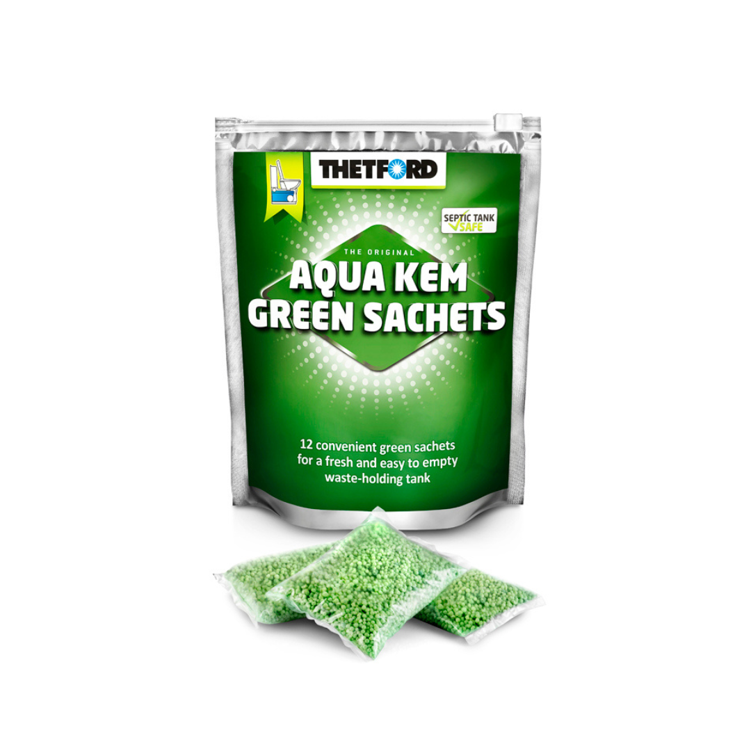 Thetford Aqua Kem Green Sachets 12 Pack – Eco-Friendly Waste Treatment for Caravans and RVs