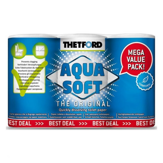 Thetford Aqua Soft 6 Pack Toilet Tissue Paper for RVs, caravans and portable toilets