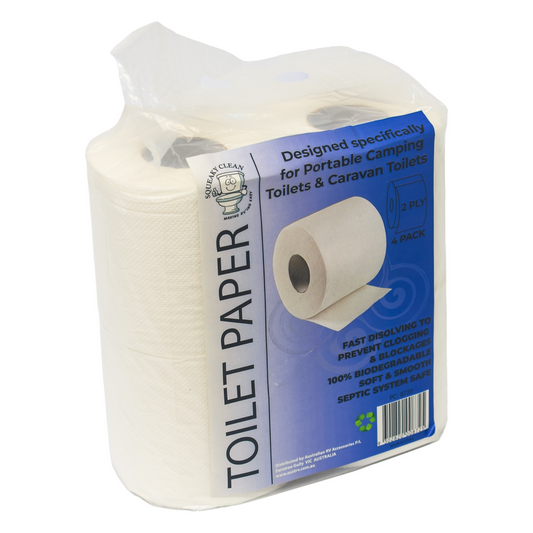 Squeaky Clean Toilet Paper 4 Pack for caravans, RVs and portable toilets