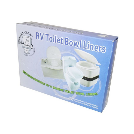 Squeaky Clean RV Toilet Bowl Liners – 50 pack biodegradable cone liners for caravan toilets