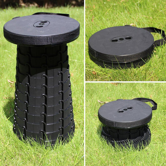 Collapsible seat adjustable in height, portable and lightweight for camping or outdoor use