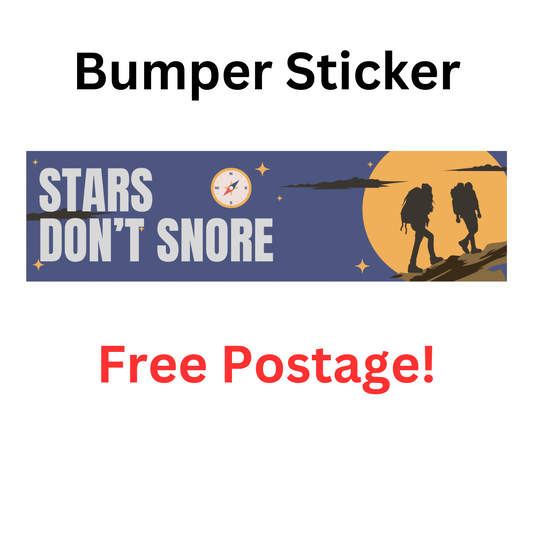  "Stars Don't Snore" bumper sticker made from durable weatherproof vinyl for caravans and campers